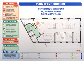 Plan d'évacuation avec consignes format A3 sur aluminium