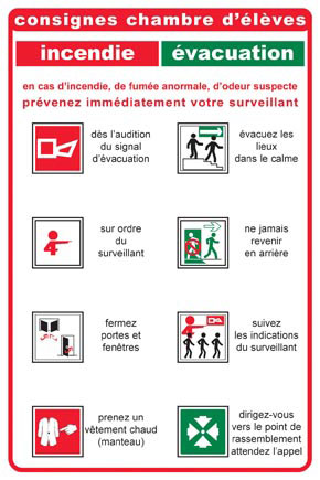 Consignes spécifiques chambre d'élèves