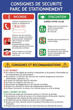 Consignes spécifiques parking