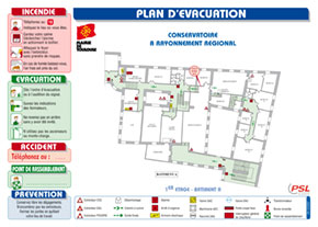 Plan d'évacuation avec consignes format A3 plastifié